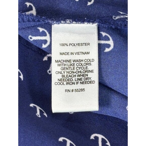 Express Portofino Shirt Anchor Print Womens Button-Up Blouse Size M Polyester - Picture 5 of 9